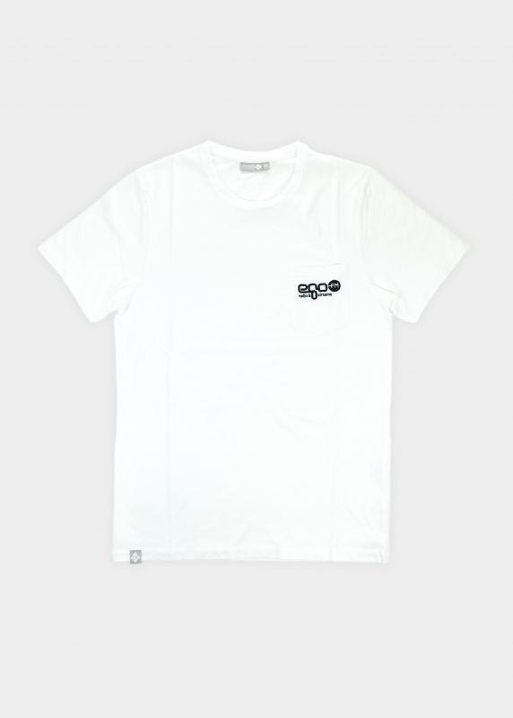 T-Shirt "egoFM Pocket" - weiß, unisex